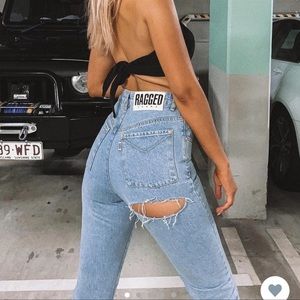 Ragged priest butt slit jeans